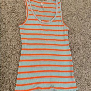 Free People Vibrant Striped Tank Top - Orange and Blue